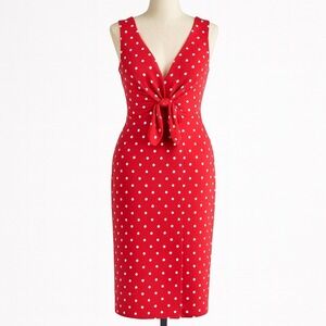Moda Intl Red Polka Dot Tie Front Retro 50s Dress 10 M USA Coquette Twee Preppy